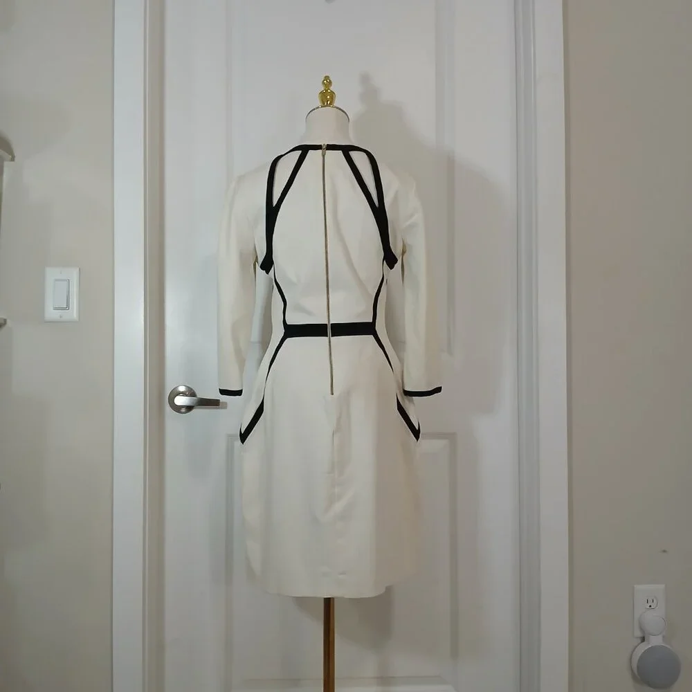 Banana Republic Trim Sheath Dress Women’s Size 8 Cream Black - Like New - Picture 5 of 8